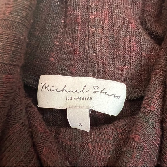 Michael Stars Rib Cowlneck Long Sleeve Top Burgundy Red Small Cozy Contemporary - Picture 2 of 4
